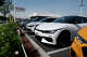 Used electric vehicles sit on a sales lot at Plug-In Auto in West Covina (Los Angeles County) in March. California’s new rebate program will offer first-time EV buyers $3,500 off qualifying new vehicles and $1,750 off qualifying used ones.
