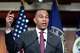 House Minority Leader Hakeem Jeffries, D-N.Y., speaks to reporters ahead of an address by President Donald Trump, Thursday, July 16, 2026, at the Capitol in Washington.