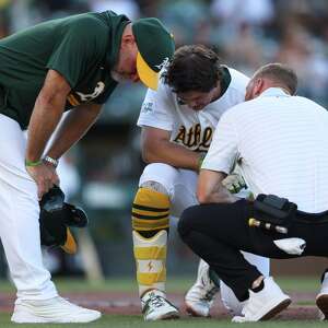 Athletics' Nick Kurtz leaves game vs. Red Sox with bruised left forearm after HBP, getting MRI