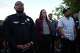 Seattle Mayor Katie Wilson, center, and Seattle Police Chief Shon Barnes, left, attend the vigil for victims the day after a shooting at Seattle Center during the Bite of Seattle food festival, Monday, July 27, 2026, in Seattle.