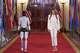 First lady Melania Trump walks alongside Figure 03, a humanoid robot developed by Sunnyvale-based Figure AI, during the Fostering the Future Together global summit at the White House on March 25, 2026.