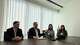 From left, Dustin Hoffman, Frank Sellers, Mayra Velasquez and McCall Hoops sit in front of reporters in a conference room in Fort Worth, Texas.