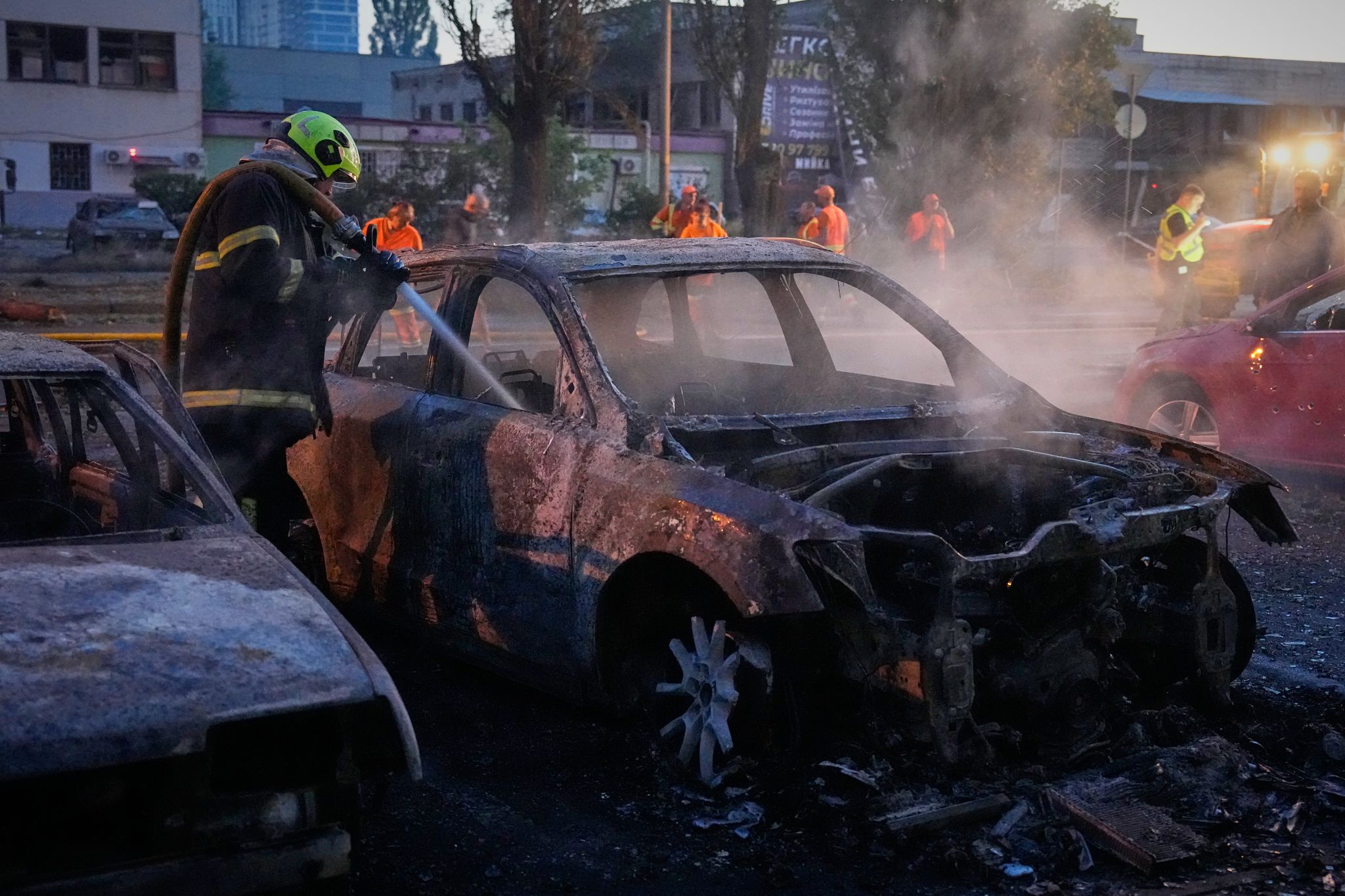 Photos show Russian missile and drone attack on Ukrainian capital Kyiv