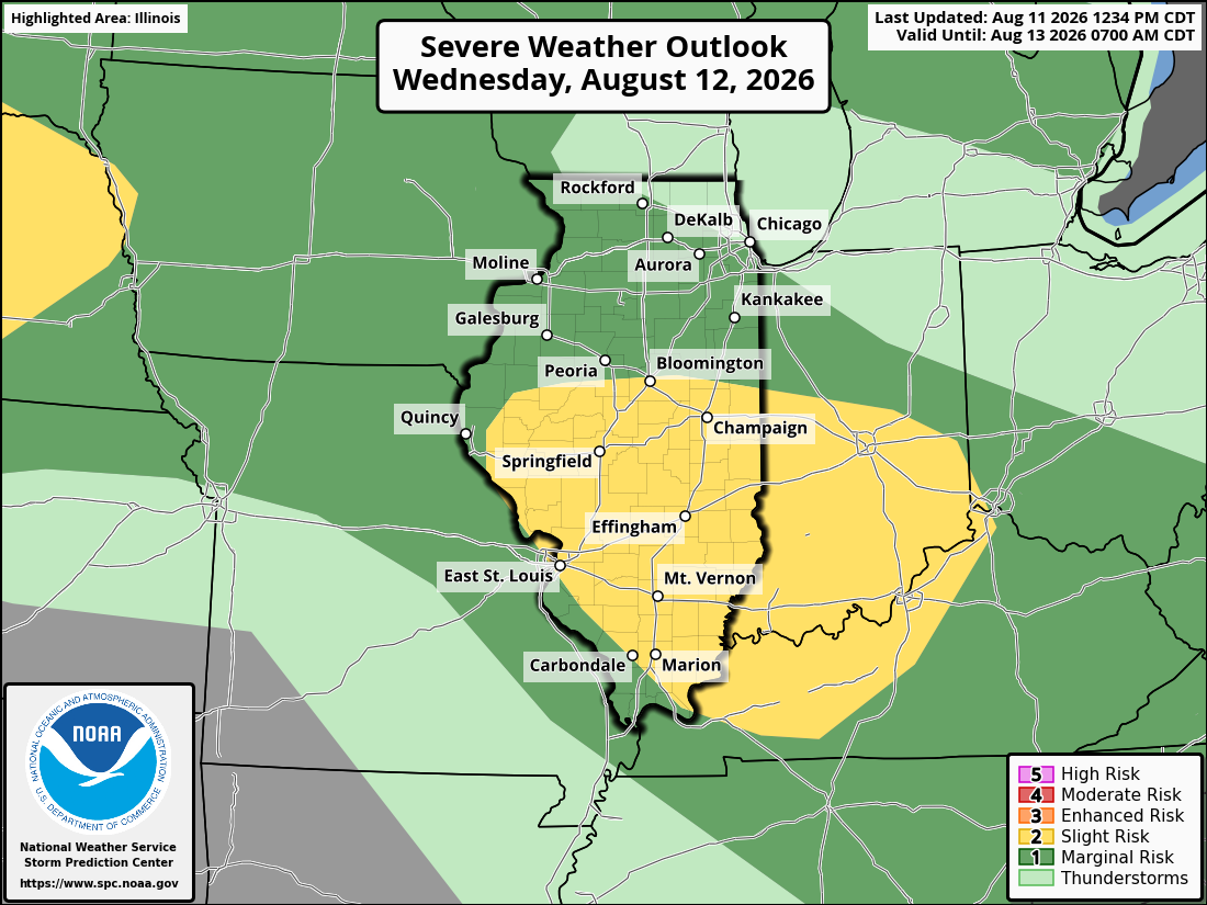Conditional risk of severe weather in place for West-Central Illinois for Wednesday Staff Writer Aug 11, 2026