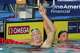 Lani Pallister, of Australia, celebrates after winning the women's 200-meter freestyle final at the Pan Pacific Swimming Championships in Irvine, Calif., Wednesday, Aug. 12, 2026.