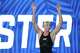 Lani Pallister, of Australia, celebrates after winning the the women's 200-meter freestyle final at the Pan Pacific Swimming Championships in Irvine, Calif., Wednesday, Aug. 12, 2026.
