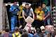 Volunteers in Bogota, Colombia, sort aid for people affected by the earthquake, Thursday, Aug. 13, 2026.