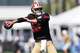 Niners quarterback Brock Purdy warms up during a joint practice Tuesday with the Los Angeles Chargers in El Segundo (Los Angeles County).