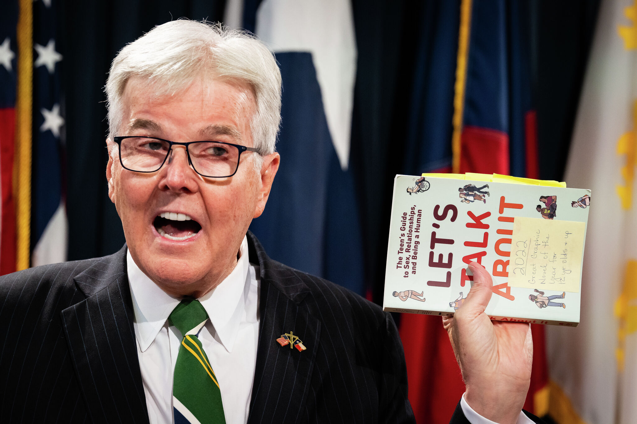 Photos: Dan Patrick holds press conference calling for removal of flagged books