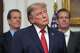 President Donald Trump listens as Gemini co-founder and president Cameron Winklevoss, left, and Gemini co-founder and CEO Tyler Winklevoss, right, watch, during a meeting with technology leaders in the Roosevelt Room of the White House, Wednesday, Aug. 19, 2026, in Washington.
