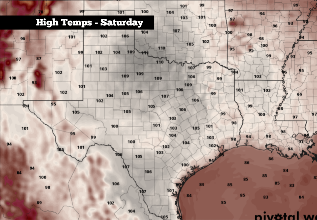 Parts of Texas will hit 110 degrees this weekend. Here’s where.