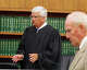 Judge William Sullivan, left, give some additional instructions to the jury as defense attorney Kevin Reddington listens at right, during the murder trial of Lindsay Clancy Friday, Aug. 21, 2026, at Plymouth Superior Court.