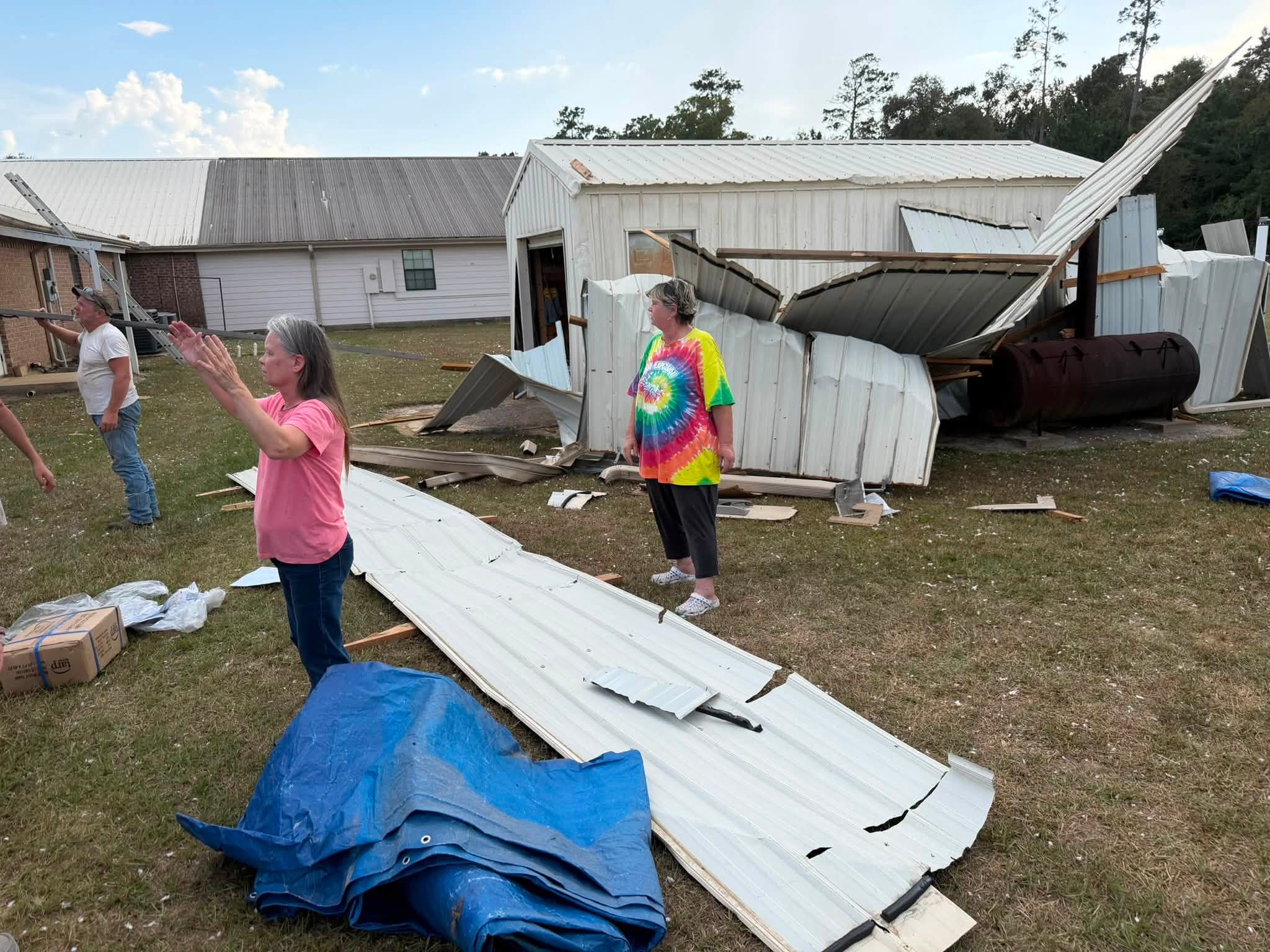 Wind peels off part of roof at Genesis Baptist Church in Buna