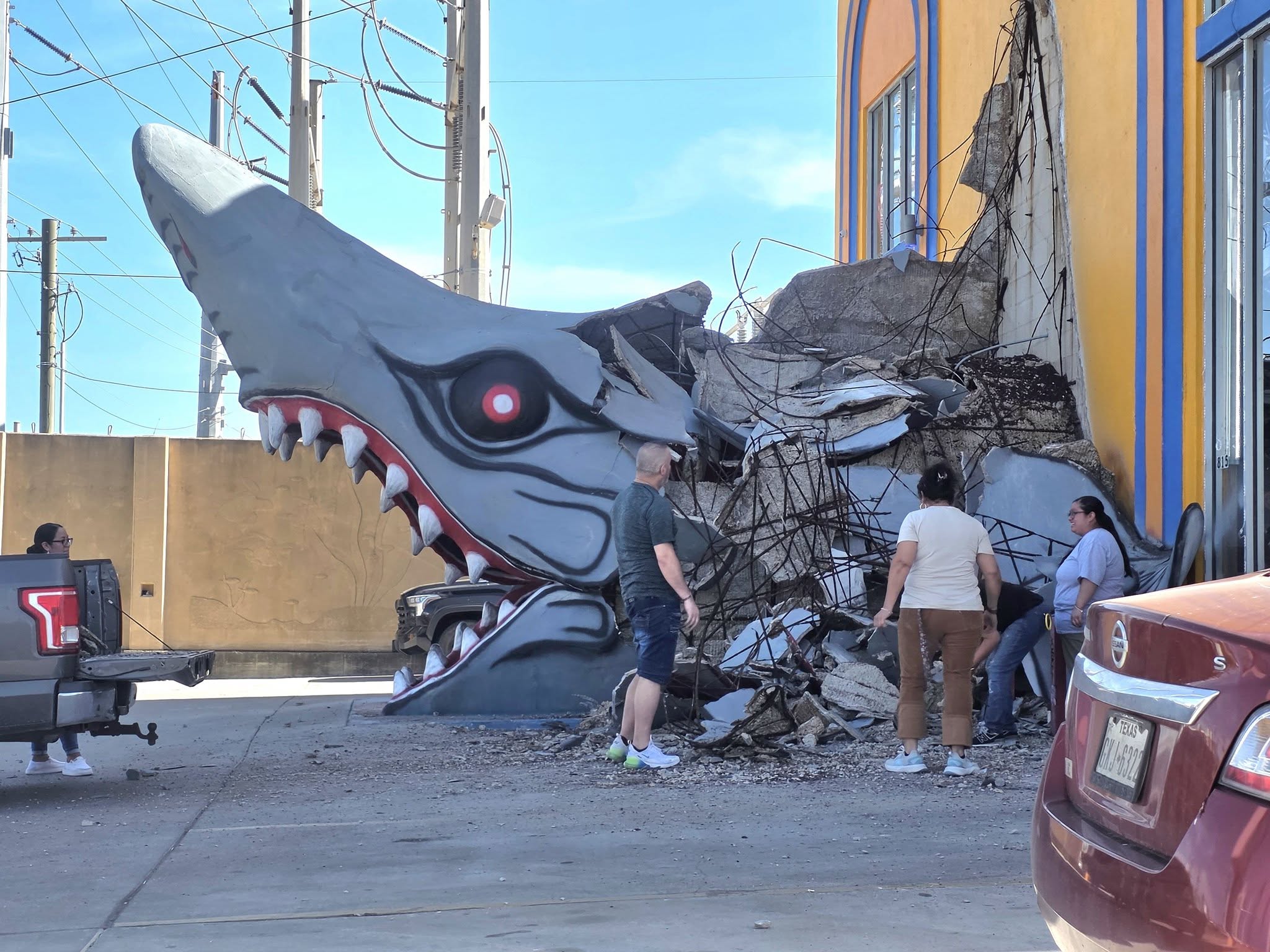 South Padre Island's iconic Jaws shark is coming down after collapse