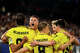 Odin Bjortuft of FK Bodo/Glimt celebrates his team's third goal during the UEFA Champions League 2026/27 play-offs first-leg match between N.E.C. Nijmegen and FK Bodo/Glimt at Goffertstadion on August 19, 2026, in Nijmegen, Netherlands.