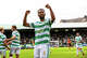 Celtic's Auston Trusty celebrates after scoring to make it 1-0 during a Premier Sports Cup second-round match between Dundee United and Celtic at the Calfortha Construction Arena at Tannadice on August 15, 2026, in Dundee, Scotland.