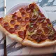 A couple signature NY-style slices from Rozzi Pizza in Santa Barbara, Calif. on July 30, 2026.