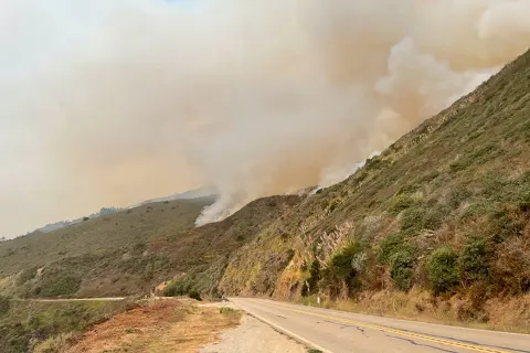 Activity from the Plaskett Fire has backed toward Highway 1 near the Jade Cove area.