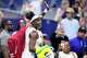 Venus Williams, of the United States, waves as she leaves the court following her first round loss to compatriot Sofia Kenin at the U.S. Open tennis championships, Monday, Aug. 31, 2026, in New York.