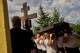 Pallbearers carry the coffin of Taras Didych, head of the Dmytrivska community in Kyiv region, who was killed while going to help local residents following a Russian drone attack during his funeral in Myla, on the outskirts of Kyiv, Monday, Aug. 31, 2026.