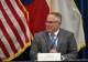 Retired Navy Vice Adm. TJ White, chief of the Texas Cyber Command, speaks during Monday’s announcement and roundtable discussion on Project Watershed 250.