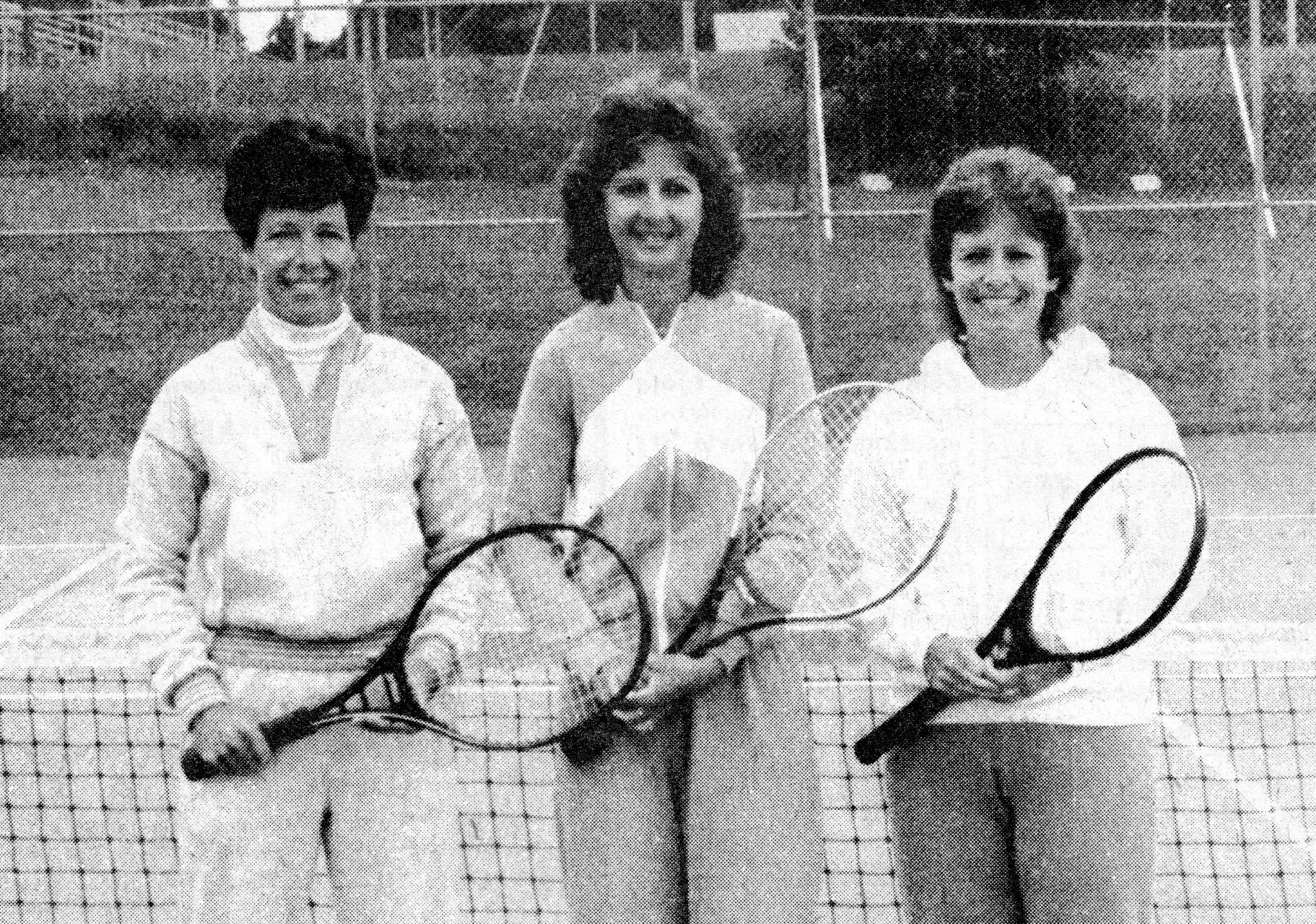 A 1986 photo shows Terry Parkes, Marcia Keillen and Marilyn Simmons as the top women's doubles tennis league players.