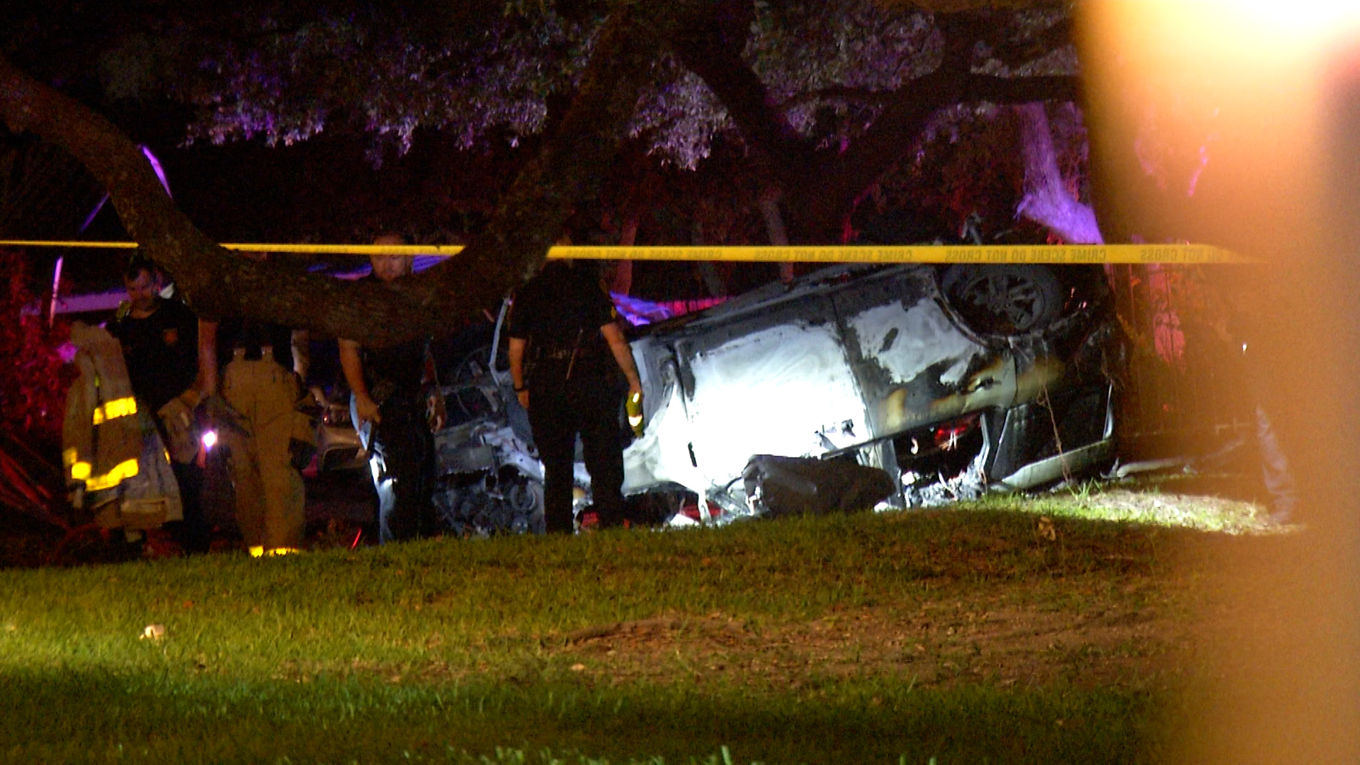 Driver dies in fiery crash after hitting curb, crashing into parked car