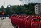 In this photo released by Xinhua News Agency, rescuers attend a memorial service for the victims of the Aug. 26 mudslide at the Xigaze Public Security Bureau in Gyirong County, southwestern China's Tibet Autonomous Region, Tuesday, Sept. 1, 2026. (Tenzin Nyida/Xinhua via AP)