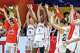 The Japanese team acknowledges fans after the women's World Cup basketball match between Mali and Japan, in Berlin Friday, Sept. 4, 2026. (Andreas Gora/dpa via AP)