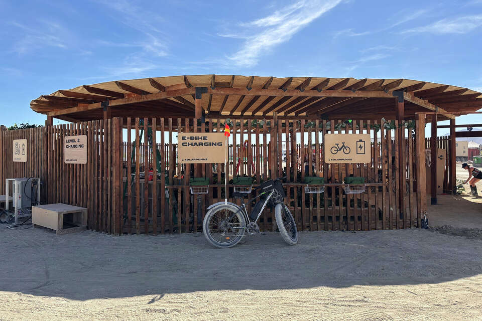 The Solarpunks charging station at Burning Man 2026.