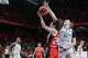 Germany's Lina Sontag blocks Japan's Kokoro Tanaka during the Women's Basketball World Cup match between Germany and Japan in Berlin, Saturday, Sept. 5, 2026.