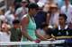 Madison Keys, of the United States, reacts after she lost her match to Zheng Qinwen, of China, during the third round of the U.S. Open tennis championships Saturday, Sept. 5, 2026, in New York.