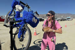 Terrifying Rabbit Head Man Burning Man 2026's most astounding bicycles