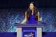 Ally Raskin, a Dallas mother, speaks during the Republican convention at American Airlines Center, Wednesday, Sept. 9, 2026, in Dallas.