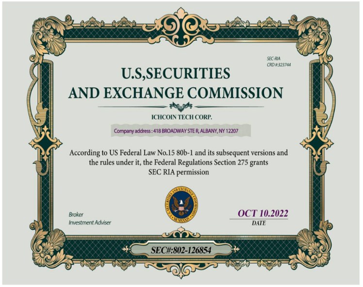 ICHCoin falsely claimed to have a corporate headquarters on Broadway in Albany.