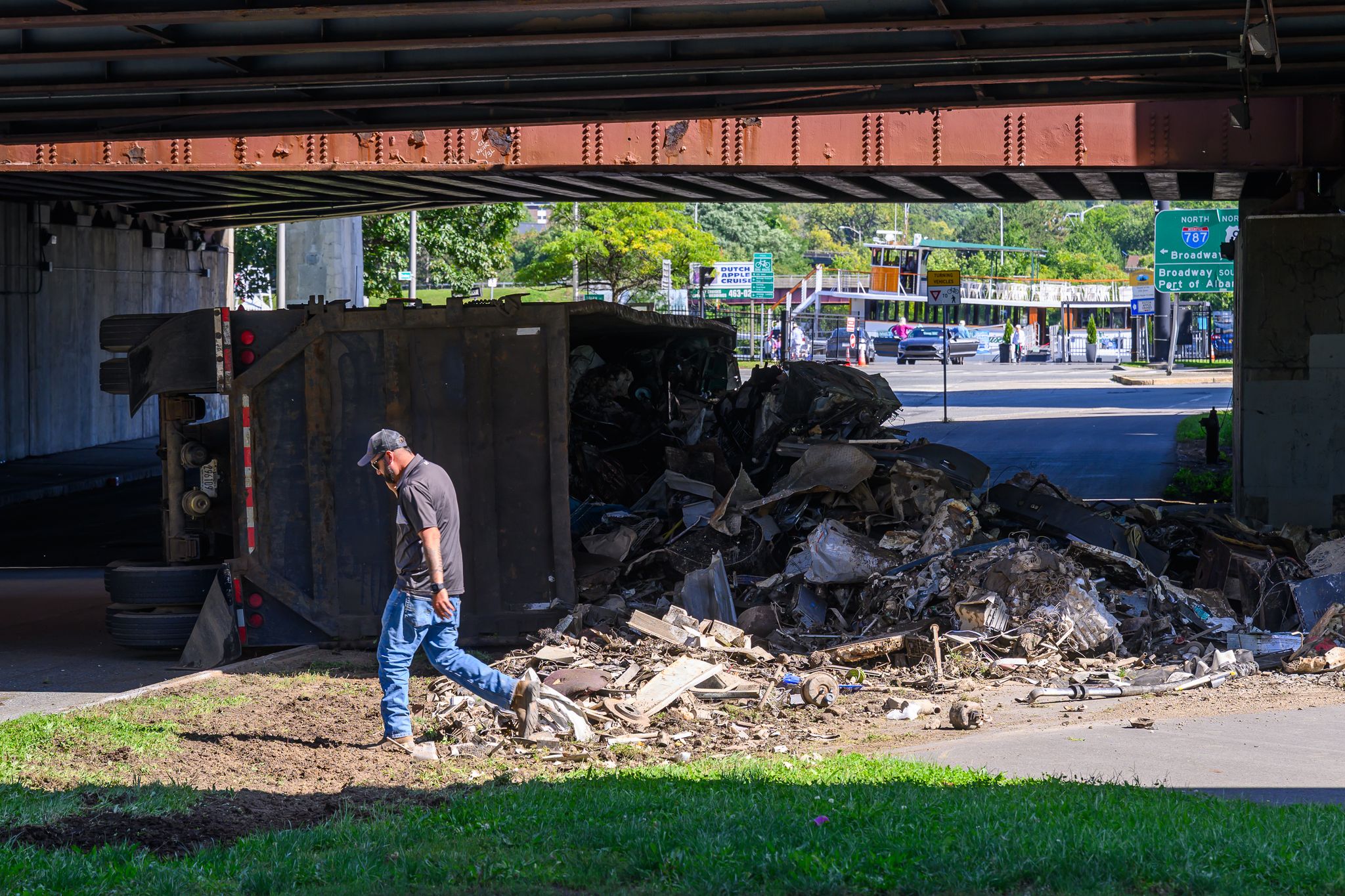 Second truck in a month tips over on Broadway in Albany