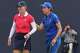 Carlota Ciganda of Europe, right, greets Jennifer Kupcho of the United States on the 16th green after winning their singles match during the final day of the Solheim Cup in Den Bosch, Netherlands, Sunday, Sept. 13, 2026.