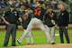 Beach Ball Rodeo Orioles pitcher Shane Baz leaves start after getting hit in arm by line ...