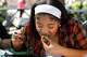 Dallas Morning News food digital producer Zacharia Washington tries Smokey Johnz Deli’s Twinkle Twinkle Brisket Star during opening day of the State Fair of Texas at Fair Park in Dallas, Friday, Sept. 25, 2026.