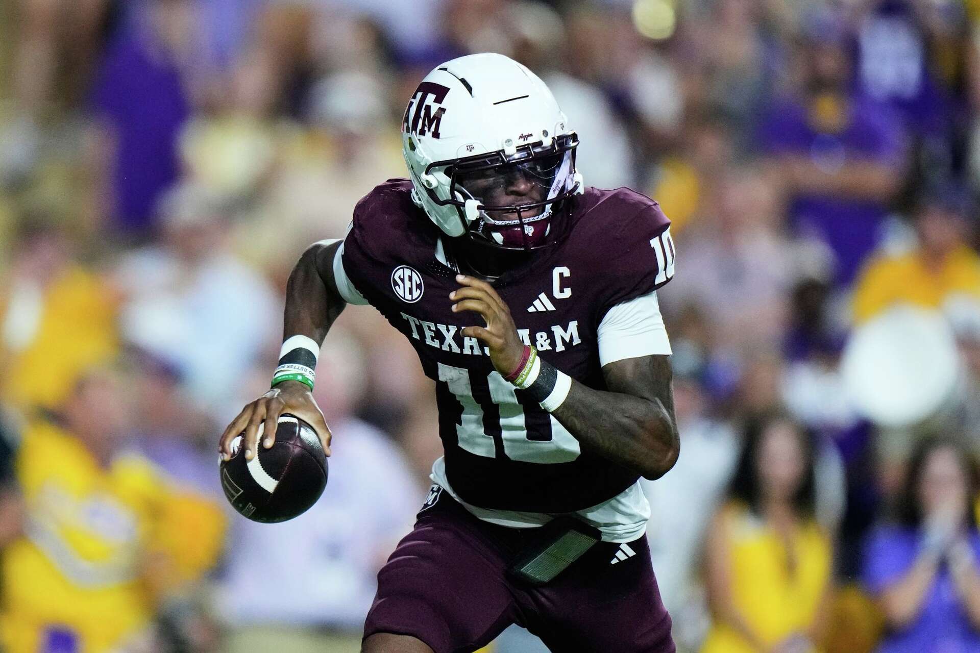 Marcel Reed leads the Aggies at Missouri on Saturday.