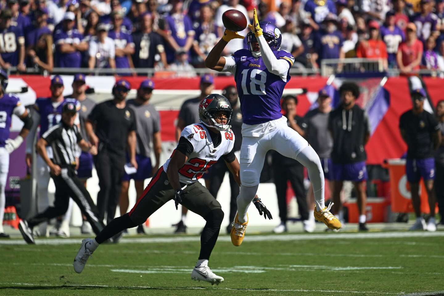 Vikings tight T.J. Hockenson leaves game vs. Saints with apparent head ...