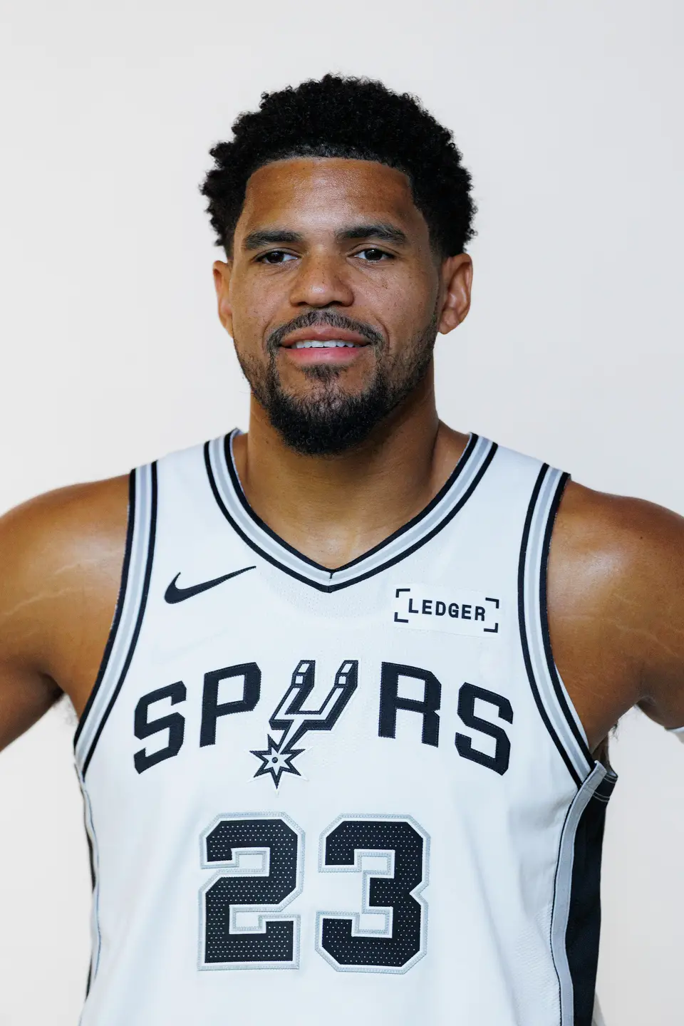 San Antonio Spurs forward Tobias Harris (23) poses for official portraits during the NBA basketball team’s media day at the Victory Capital Performance Center in San Antonio, Monday, Sept. 28, 2026.