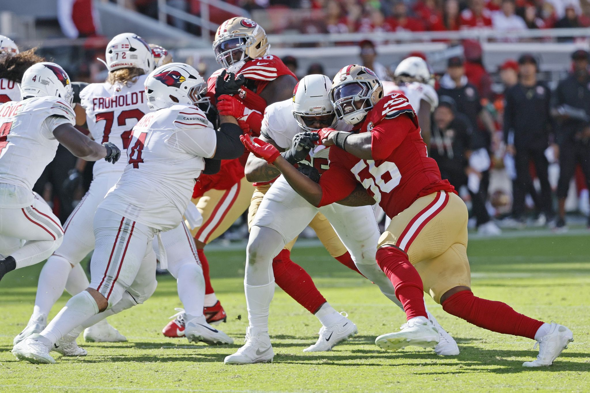 SF 49ers' defensive front, minus stars, factor in win over Cardinals