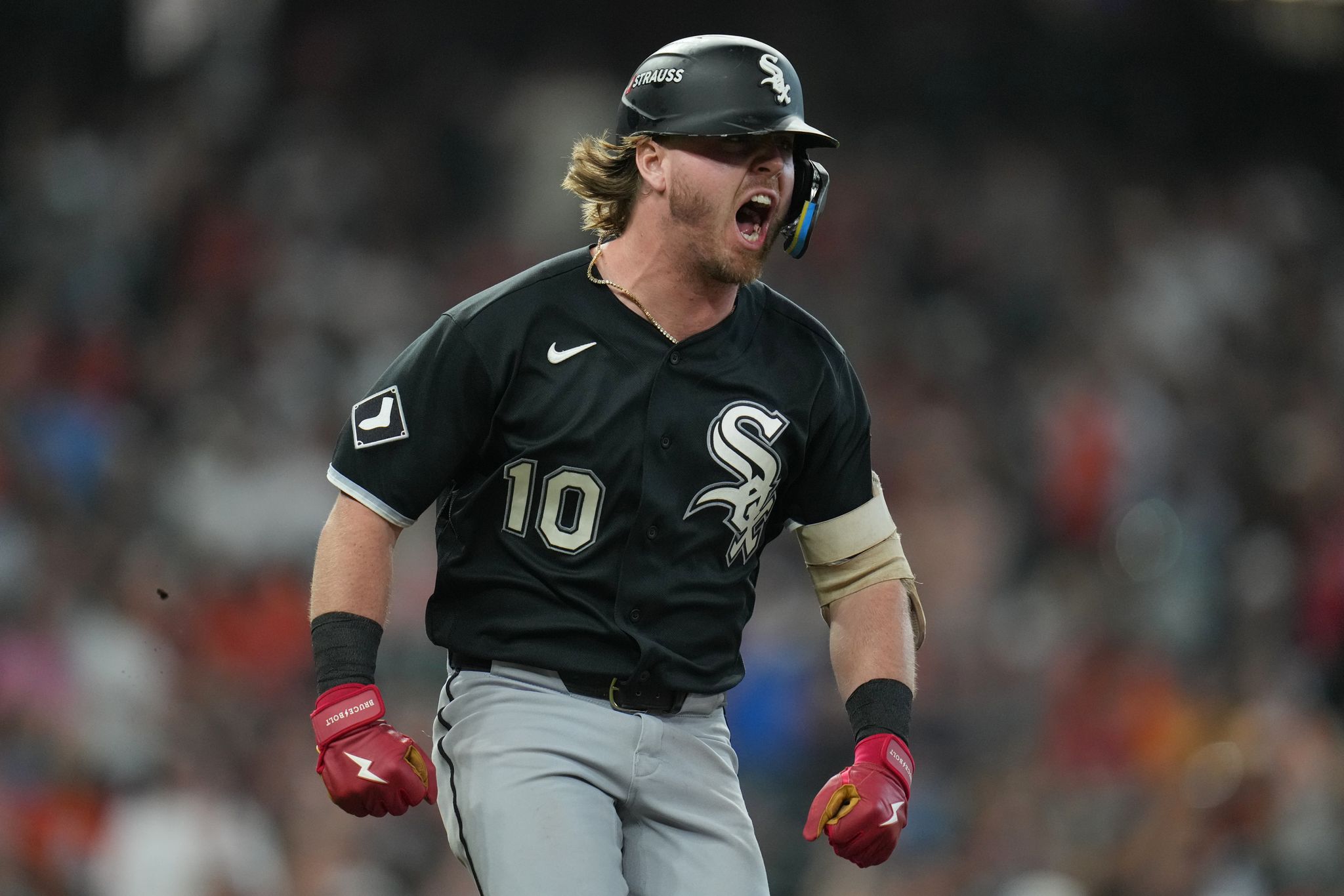 Chase Meidroth celebrates in a Chicago White Sox uniform during the 2026 postseason