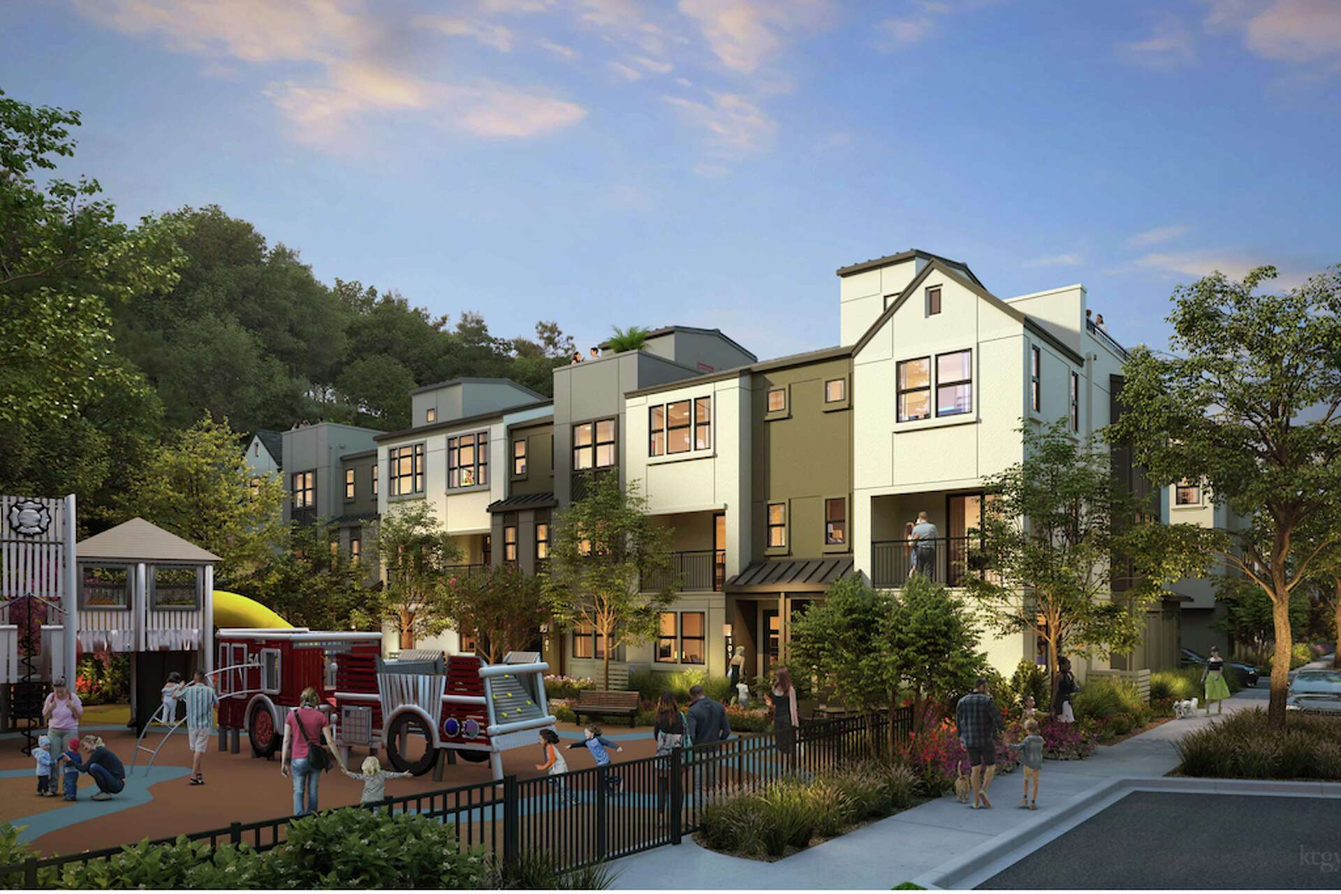 A rendering of the proposed housing development on Clearview Way in San Mateo.