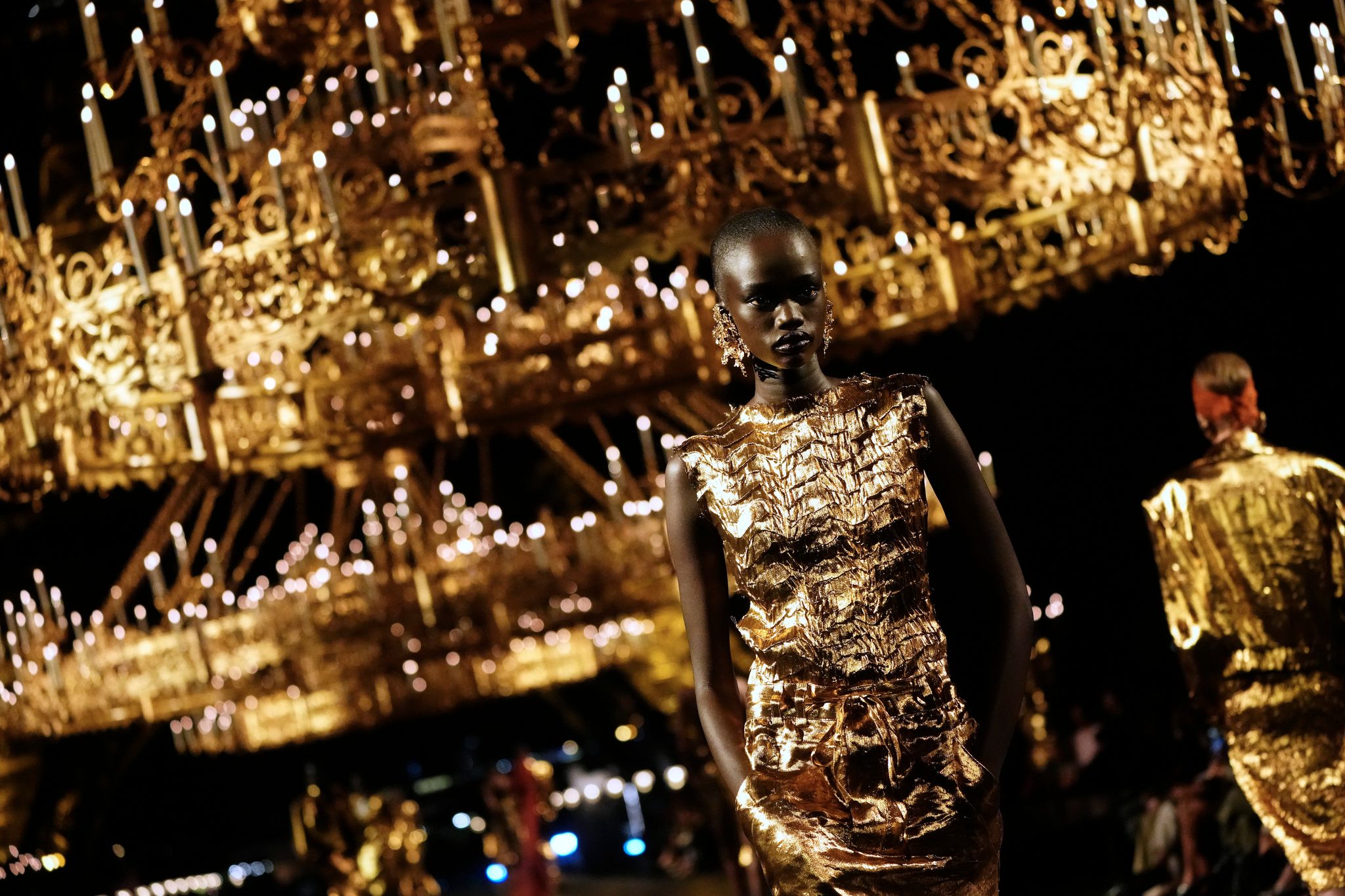 Spring Gold Sf Rivers of gold, bare skin and J.Lo: Paris Fashion Week dazzles in ...