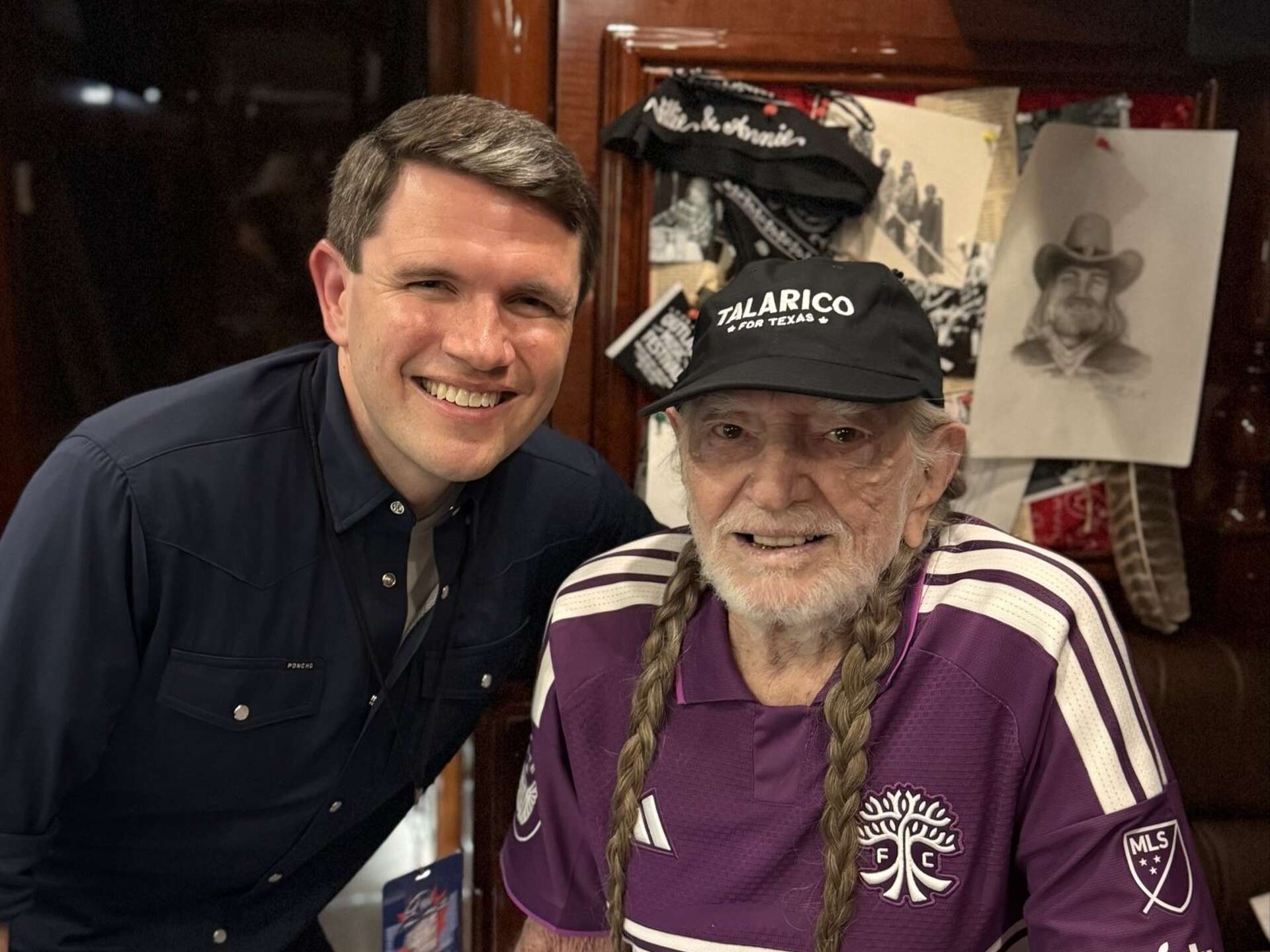 James Talarico and Willie Nelson.