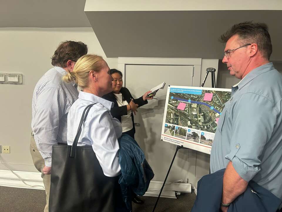 Residents discussed the Norwalk Redevelopment Agency's plan to reconnect Wall Street and South Norwalk during a community meeting