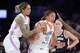 The Valkyries earn their spot in the WNBA Finals with an OT victory over the Aces and then face the Dream 1 Golden State Valkyries forward Gabby Williams, left, and center Kiah Stokes (41) collide while going for the ball against the Las Vegas Aces during the first half of Game 3 of the WNBA basketball semifinals, Friday, Oct. 9, 2026, in Las Vegas.