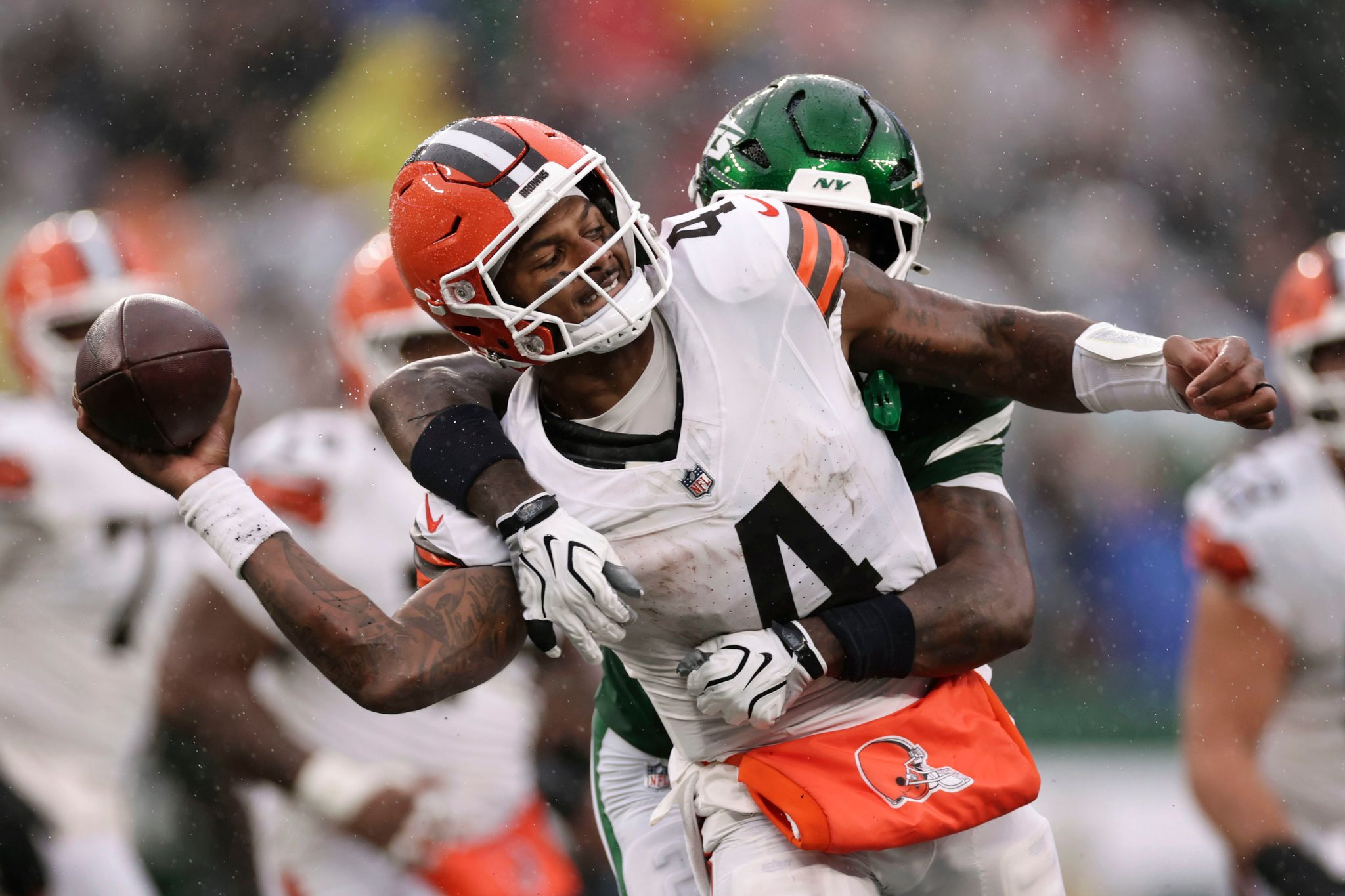 Browns' rebuilt offensive line remains work in progress as team struggles to find offensive footing By TOM WITHERS , Associated Press Oct 14, 2026